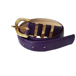 Vintage Town & Country Purple Leather Gold Hardware Belt